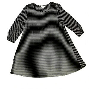 Garnet Hill Striped 3/4 Sleeve Knit Mini Dress Size Large Casual Stretch Comfort